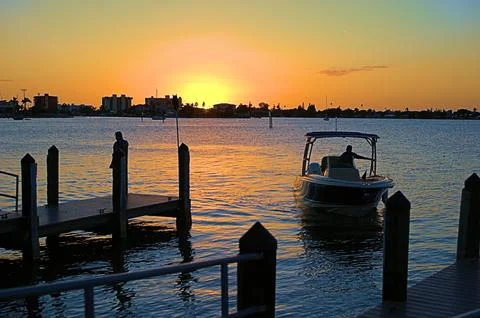 Sunset Pier Bay Stock Photos