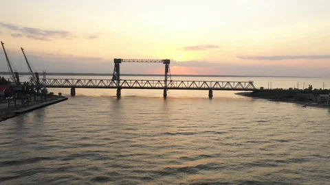 Sunset on the pier - dron Stock Footage 129104884