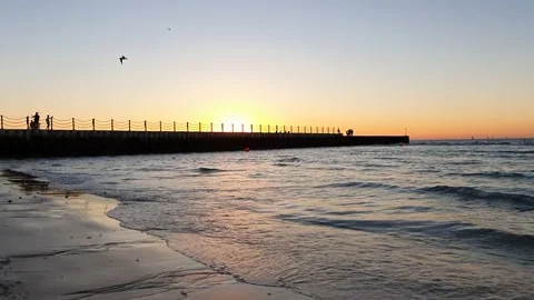 Sunset by the pier in Dubai Stock Footage 146720107