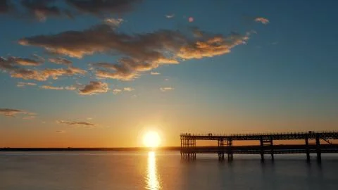 Sunset at the pier. Evening Foto stock