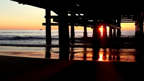 Sunset by the pier Stock Footage 82878728