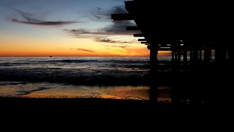 Sunset by the pier Video stock 82878749