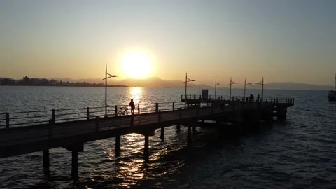 Sunset in the pier Stock Footage 195332899