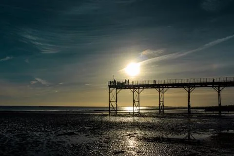 Sunset pier gathering Stock Photos