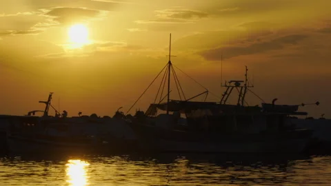 Sunset at pier in Greece Video stock 261321697