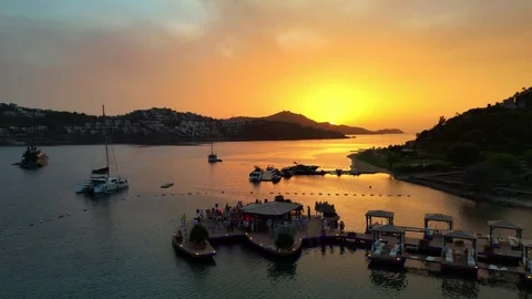 Sunset Pier Party by the Beach Stock Footage 302335893