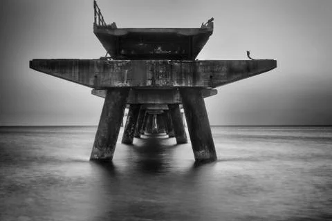 Sunset on pier Stock Photos