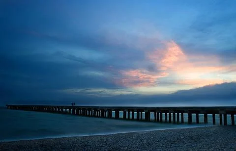 Sunset at the pier Foto stock