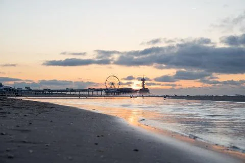 Sunset at the pier 스톡 사진