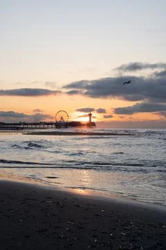 Sunset at the pier 스톡 사진
