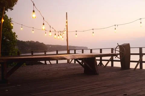 Sunset on the pier Stock Photos