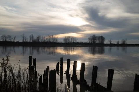 Sunset at the pier Fotos de archivo