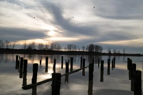 Sunset at the Pier 스톡 사진