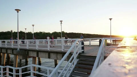 Sunset on the pier timelipse 스톡 동영상 75827916