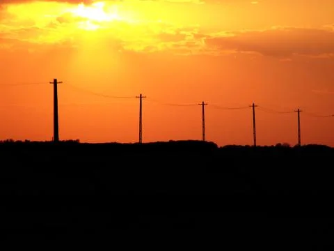Sunset with pillars Stock Photos