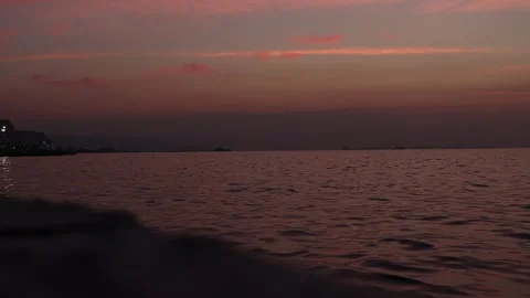 Sunset with Pink Clouds on the Coast Stock Footage 245456014