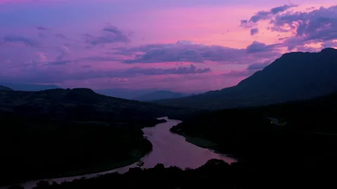Sunset pink River Stock Footage 220904560