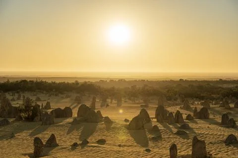 Sunset at The Pinnacles desert Stock Photos