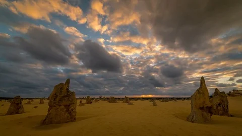 Sunset at The Pinnacles Western Australia Stock Footage 75527570
