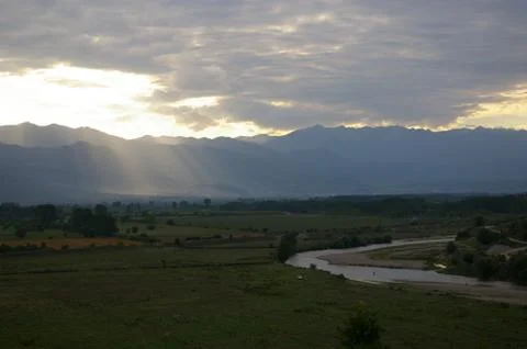 Sunset in the plain 스톡 사진