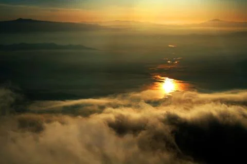 Sunset at plain Stock Photos