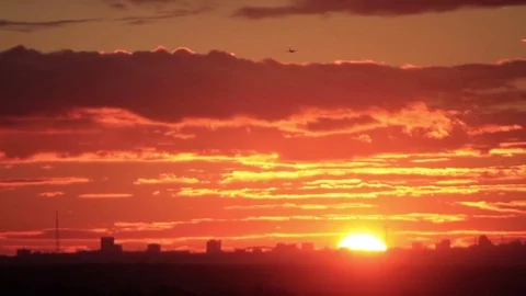 Sunset Plane Stock Footage 77436477