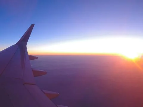 Sunset by plane 写真素材