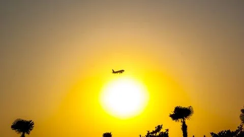 Sunset plane Foto stock