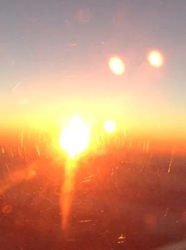 Sunset Plane Window Stock Photos