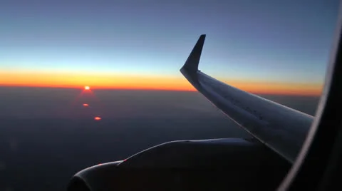 Sunset Plane Wing Stock Footage 25907311