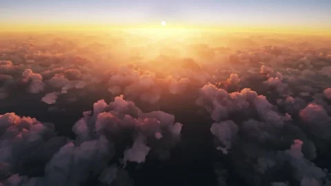 Sunset from plane wish scattered clouds 库存影片 153439445
