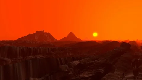 Sunset on Planet Mars Stock-Footage 91561768