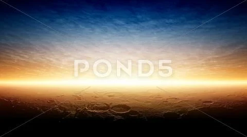Sunset on planet mars Stock Illustration
