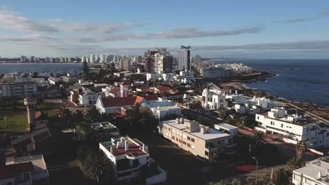 Sunset in Playa del los Ingleses and Punta del Este's peninsula Stock Footage 158339207