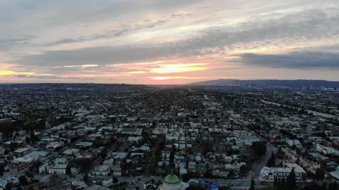 Sunset at Point Dume Malibu CA Pacific Ocean Aerial Forward Video stock 153759753
