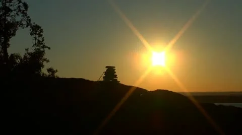 Sunset point with a rock tower 스톡 동영상 22014851