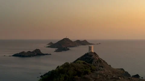 Sunset at Pointe de la Corba on Corsica island Stock Footage 344394270