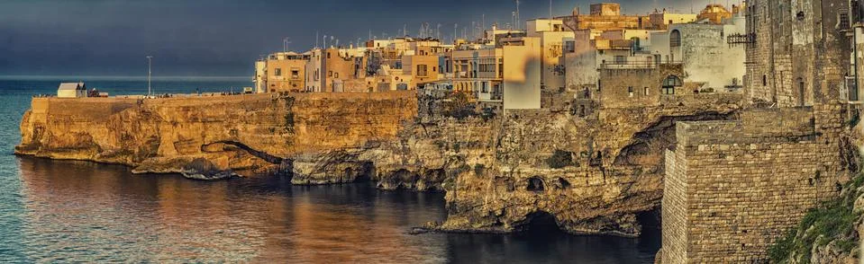 Sunset on Polignano Stock Photos