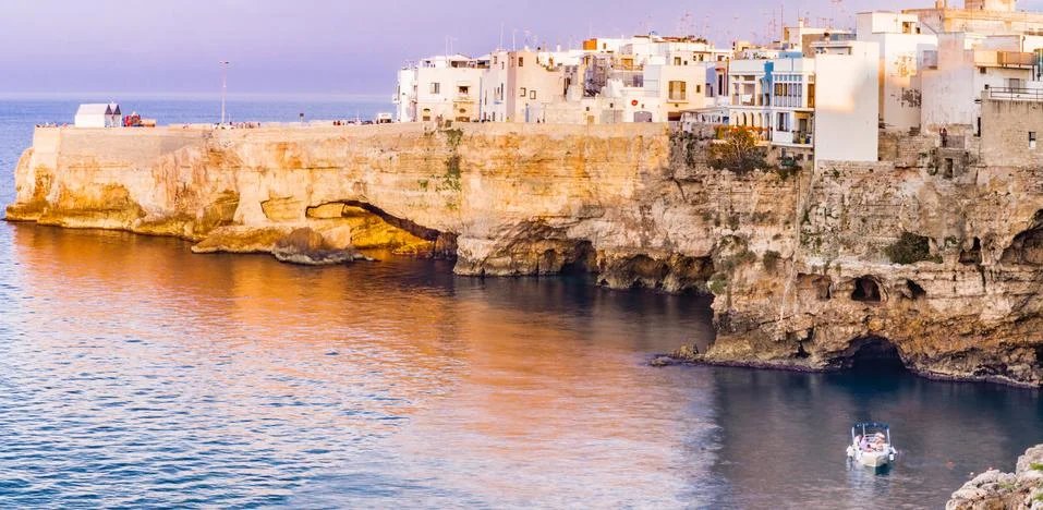 Sunset on Polignano Stock Photos