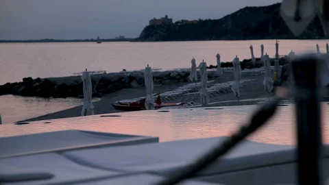 Sunset at pool bar Stock Footage 96347431