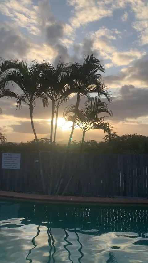 Sunset at the pool Stock Footage 256415977