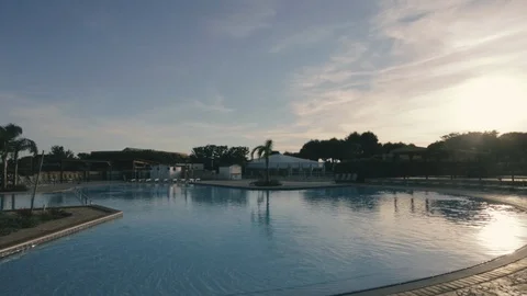 Sunset pool landscape Stock Footage 86487450