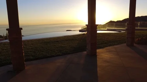 Sunset pool ocean overlook Stock Footage 86253415