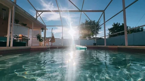 Sunset Pool Scene for Relaxation and Calm Vibes Stock Footage 295530530