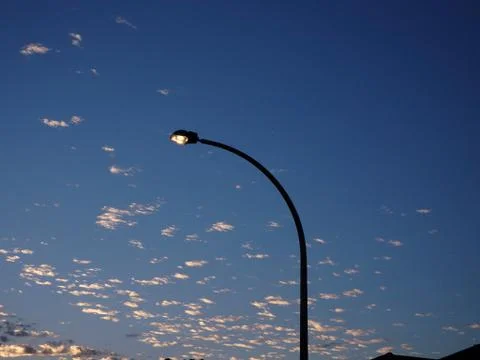 Sunset Popcorn Clouds Streetlight Stock Photos
