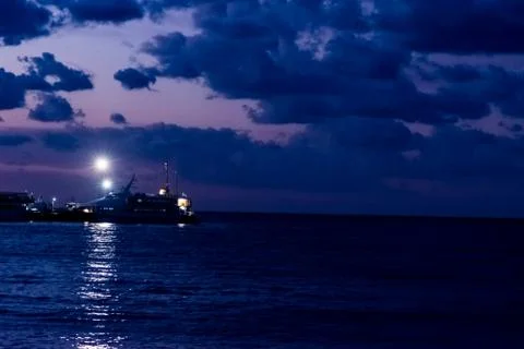 Sunset in the port of Bursa Stock Photos