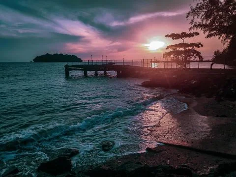 Sunset Port Dickson 스톡 사진