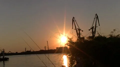 Sunset at the port Video stock 8601389