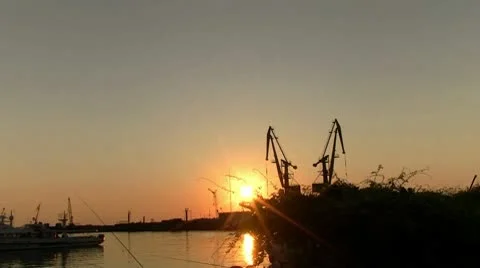 Sunset in the port Stock Footage 8911857