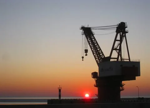 The sunset of the port Stock Photos